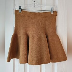 Tan A-line Mini Skirt with Ruffled Hem for Casual Wear